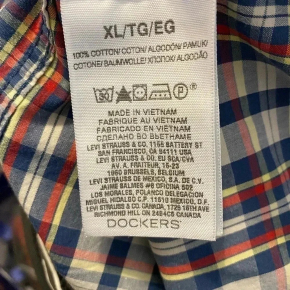 VTG 90s Dockers Mens Plaid Short Sleeve Button Down XL - Picture 6 of 10